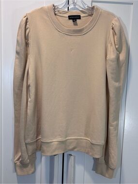 Cynthia Rowley French Terry Cotton Pullover Womens XL Sweatshirt Puff Sleeve